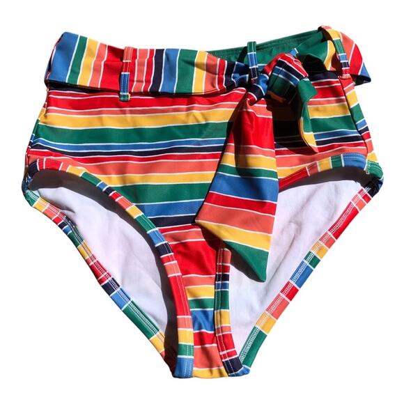 ModCloth NWT Greta Rainbow Stripe Detachable Belt High-Waisted Bikini Bottom MD - Picture 4 of 13